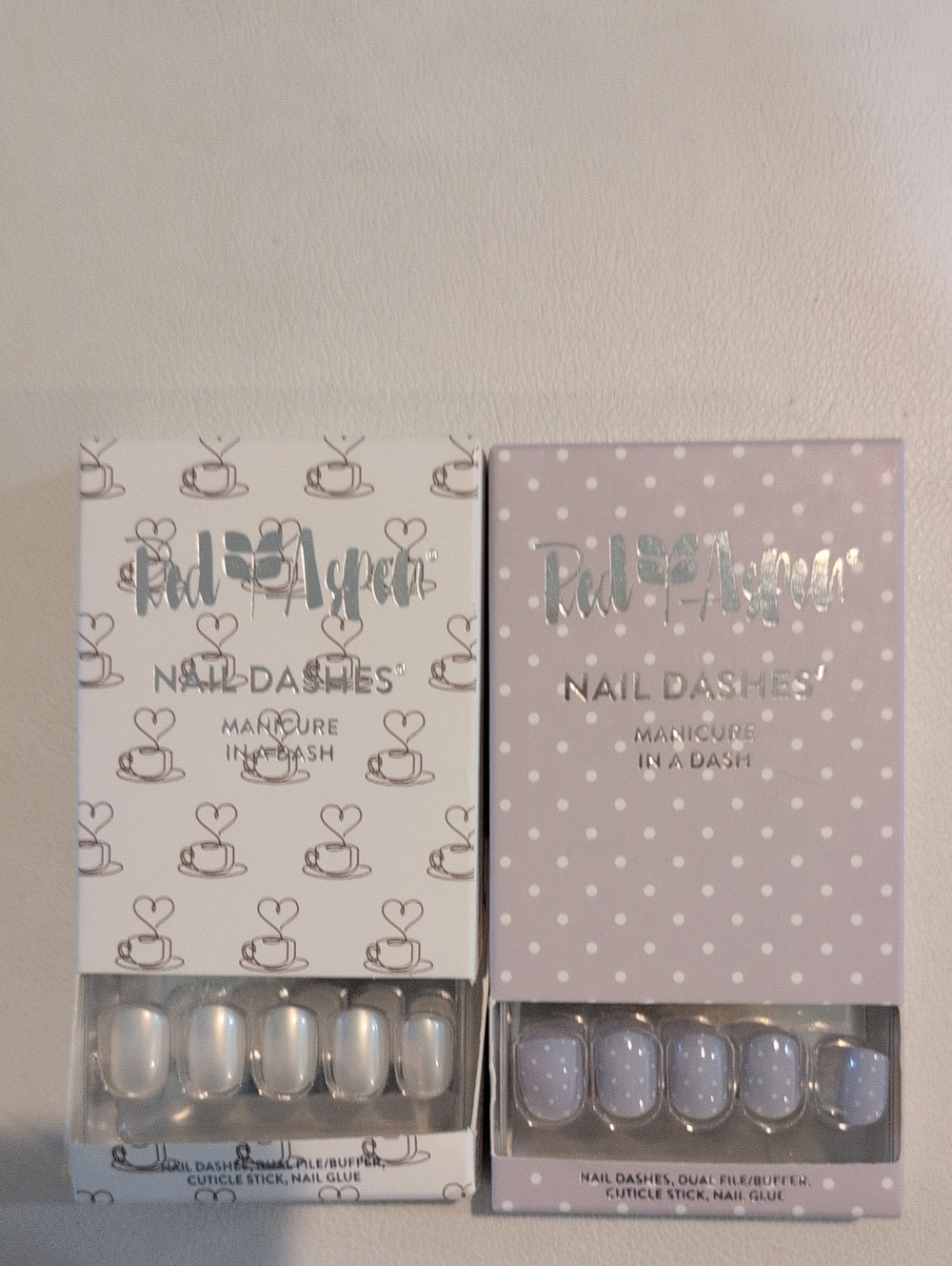 Red Aspen Glue On Nail Sets White And Light Lavender 2 Boxes